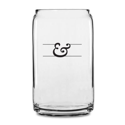 Personalized 16 oz Custom Can Shaped Glass - Initials Monogram Name and Date - Customized Can Glasses