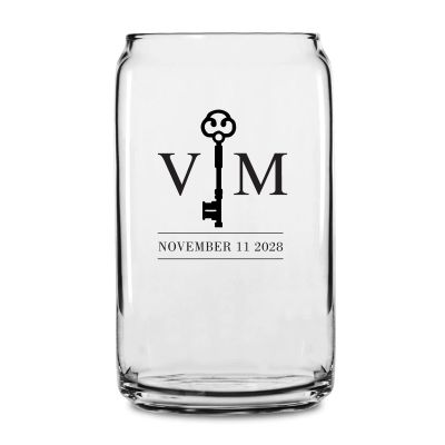 Personalized 16 oz Custom Can Shaped Glass - Key Initials - Customized Can Glasses