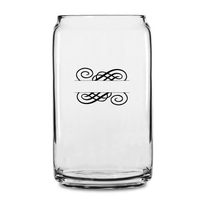 Personalized 16 oz Custom Can Shaped Glass - Split Flourish Symbol - Customized Can Glasses
