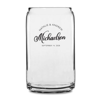 Personalized 16 oz Custom Can Shaped Glass - Signature Name - Customized Can Glasses