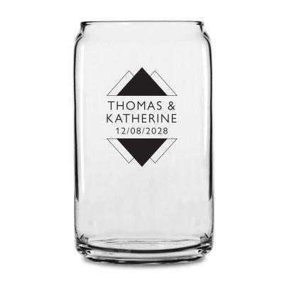 Personalized 16 oz Custom Can Shaped Glass - Triangle Peaks - Customized Can Glasses