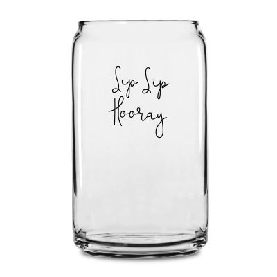 Personalized 16 oz Custom Can Shaped Glass - Sip Sip Hooray Handwritten - Customized Can Glasses