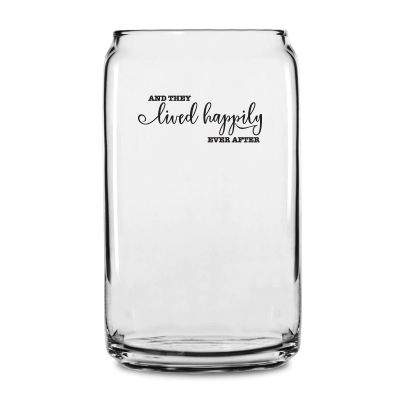 Personalized 16 oz Custom Can Shaped Glass - And They Lived Happily Ever After - Customized Can Glasses