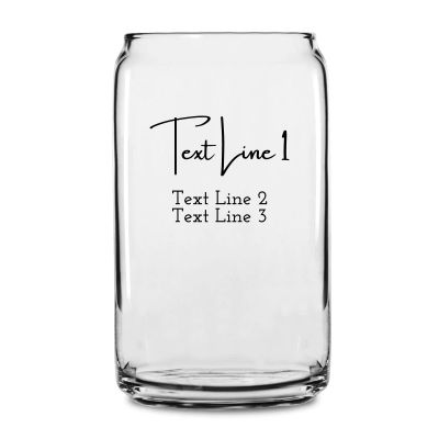 Personalized 16 oz Custom Can Shaped Glass - Stylish Signature - Customized Can Glasses