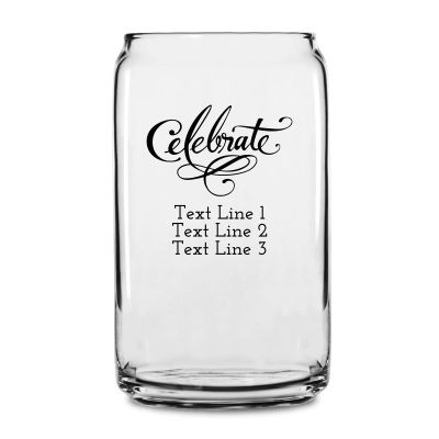 Personalized 16 oz Custom Can Shaped Glass - Celebrate - Customized Can Glasses