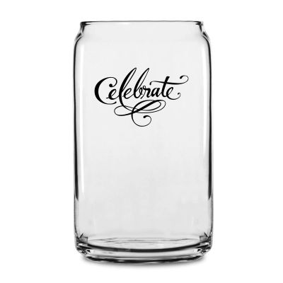 Personalized 16 oz Custom Can Shaped Glass - Celebrate - Customized Can Glasses