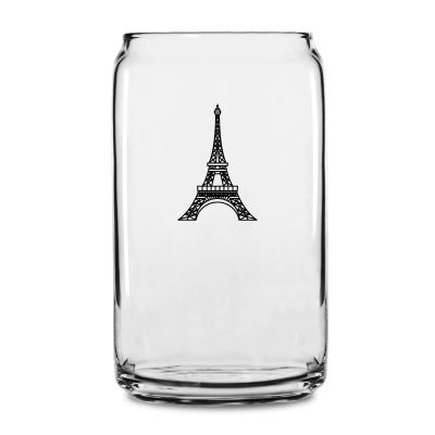 Personalized 16 oz Custom Can Shaped Glass - Eiffel Tower - Customized Can Glasses