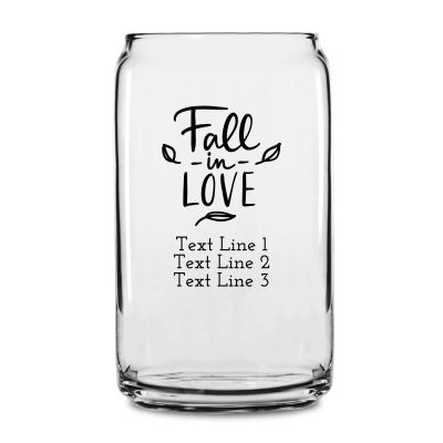 Personalized 16 oz Custom Can Shaped Glass - Fall in Love - Customized Can Glasses