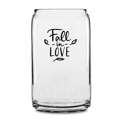Personalized 16 oz Custom Can Shaped Glass - Fall in Love - Customized Can Glasses