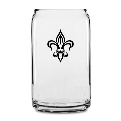 Personalized 16 oz Custom Can Shaped Glass - Fleur de Lis - Customized Can Glasses