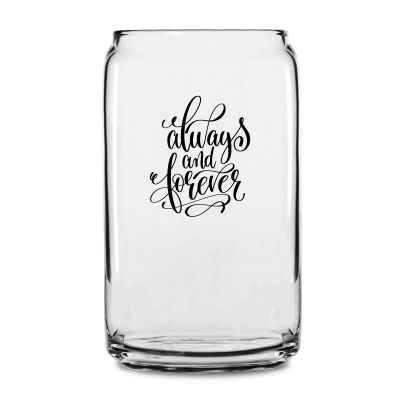 Personalized 16 oz Custom Can Shaped Glass - Always and Forever - Customized Can Glasses