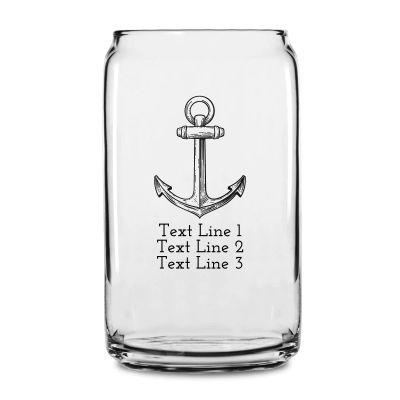 Personalized 16 oz Custom Can Shaped Glass - Anchor - Customized Can Glasses