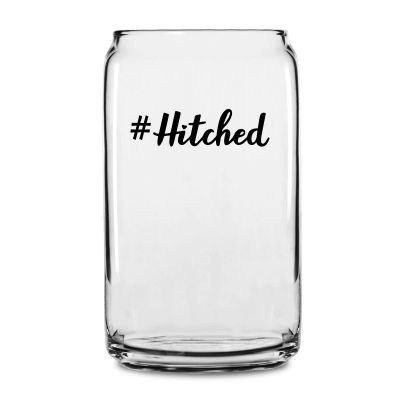 Personalized 16 oz Custom Can Shaped Glass - #Hitched - Customized Can Glasses