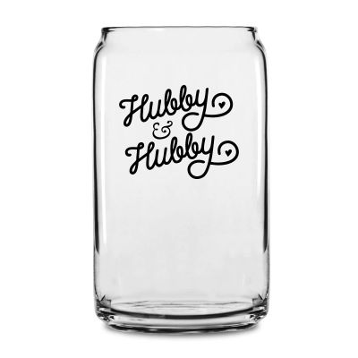 Personalized 16 oz Custom Can Shaped Glass - Hubby & Hubby  - Customized Can Glasses