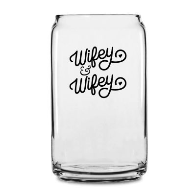 Personalized 16 oz Custom Can Shaped Glass - Wifey & Wifey  - Customized Can Glasses