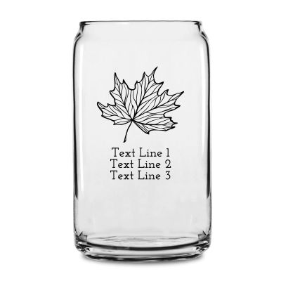 Personalized 16 oz Custom Can Shaped Glass - Leaf - Customized Can Glasses