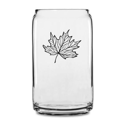 Personalized 16 oz Custom Can Shaped Glass - Leaf - Customized Can Glasses