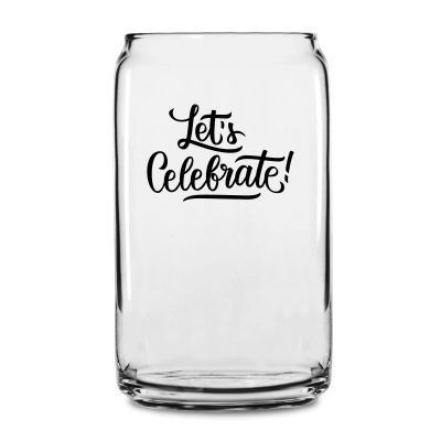 Personalized 16 oz Custom Can Shaped Glass - Let's Celebrate! - Customized Can Glasses