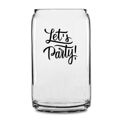 Personalized 16 oz Custom Can Shaped Glass - Let's Party! - Customized Can Glasses
