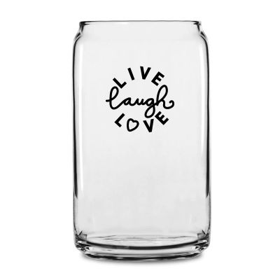 Personalized 16 oz Custom Can Shaped Glass - Live Laugh Love - Customized Can Glasses