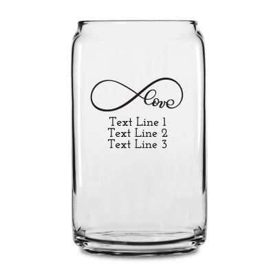 Personalized 16 oz Custom Can Shaped Glass - Infinity Love - Customized Can Glasses