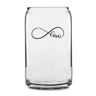 Personalized 16 oz Custom Can Shaped Glass - Infinity Love - Customized Can Glasses