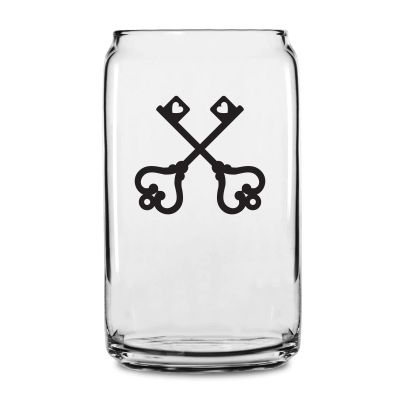 Personalized 16 oz Custom Can Shaped Glass - Crossed Keys- Customized Can Glasses
