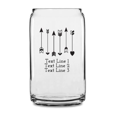 Personalized 16 oz Custom Can Shaped Glass - Arrows - Customized Can Glasses