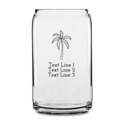 Personalized 16 oz Custom Can Shaped Glass - Palm Tree - Customized Can Glasses
