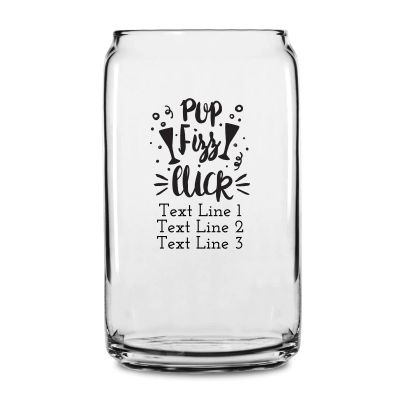 Personalized 16 oz Custom Can Shaped Glass - Pop Fizz Click - Customized Can Glasses
