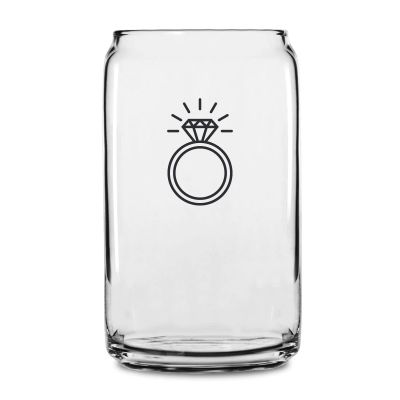 Personalized 16 oz Custom Can Shaped Glass - Diamond Engagement Ring - Customized Can Glasses