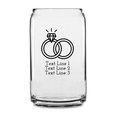 Personalized 16 oz Custom Can Shaped Glass - Engagement Rings - Customized Can Glasses