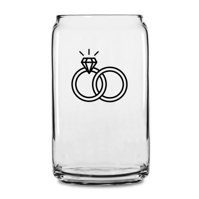 Personalized 16 oz Custom Can Shaped Glass - Engagement Rings - Customized Can Glasses