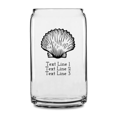 Personalized 16 oz Custom Can Shaped Glass - Seashell - Customized Can Glasses