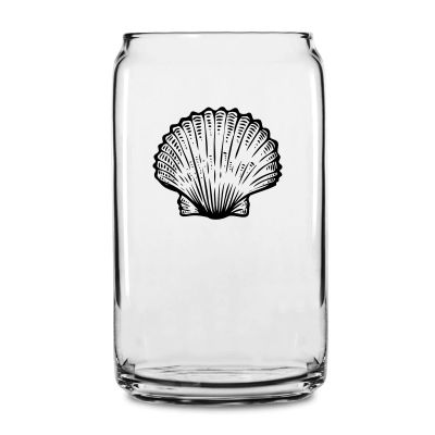 Personalized 16 oz Custom Can Shaped Glass - Seashell - Customized Can Glasses