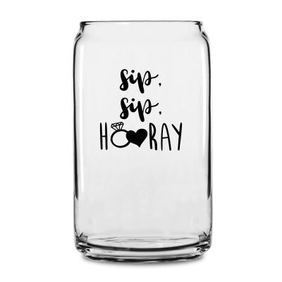 Personalized 16 oz Custom Can Shaped Glass - Sip, Sip, Hooray - Customized Can Glasses