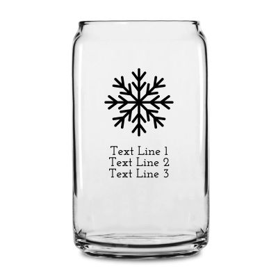 Personalized 16 oz Custom Can Shaped Glass - Snowflake - Customized Can Glasses