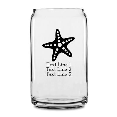 Personalized 16 oz Custom Can Shaped Glass - Starfish - Customized Can Glasses