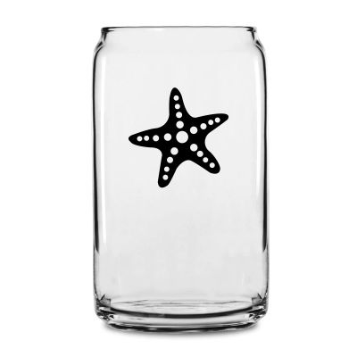 Personalized 16 oz Custom Can Shaped Glass - Starfish - Customized Can Glasses