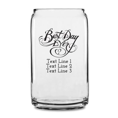 Personalized 16 oz Custom Can Shaped Glass - Best Day Ever - Customized Can Glasses