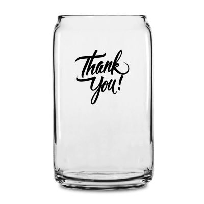 Personalized 16 oz Custom Can Shaped Glass - Thank You! - Customized Can Glasses