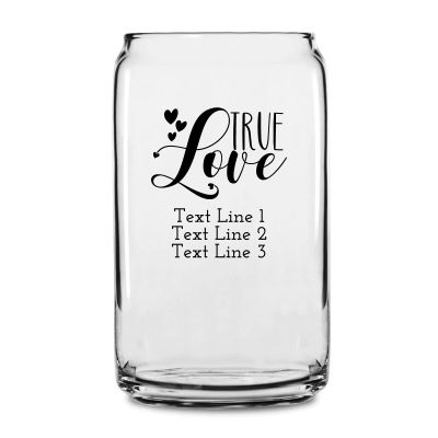 Personalized 16 oz Custom Can Shaped Glass - True Love - Customized Can Glasses