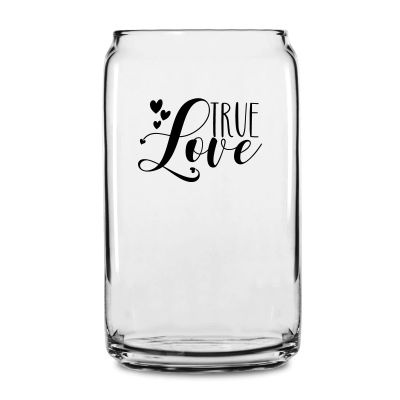 Personalized 16 oz Custom Can Shaped Glass - True Love - Customized Can Glasses