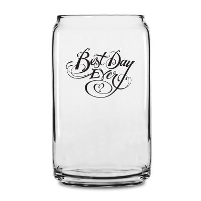 Personalized 16 oz Custom Can Shaped Glass - Best Day Ever - Customized Can Glasses