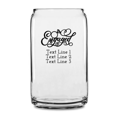 Personalized 16 oz Custom Can Shaped Glass - Fancy Engaged - Customized Can Glasses