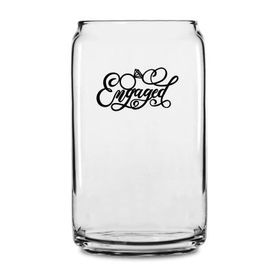 Personalized 16 oz Custom Can Shaped Glass - Fancy Engaged - Customized Can Glasses