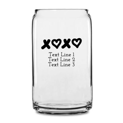 Personalized 16 oz Custom Can Shaped Glass - XOXO - Customized Can Glasses