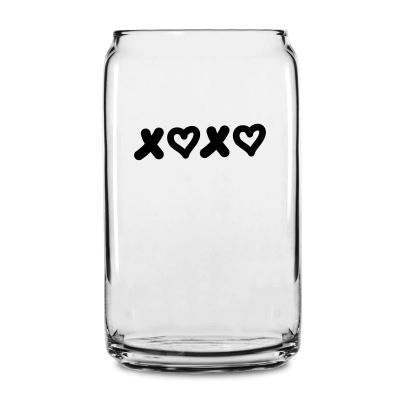 Personalized 16 oz Custom Can Shaped Glass - XOXO - Customized Can Glasses