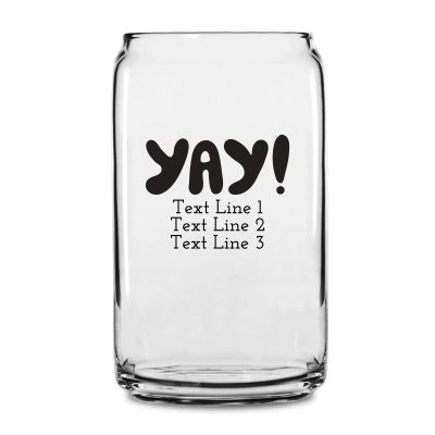 Personalized 16 oz Custom Can Shaped Glass - YAY! - Customized Can Glasses