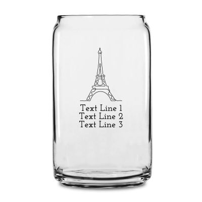 Personalized 16 oz Custom Can Shaped Glass - Abstract Eiffel Tower - Customized Can Glasses